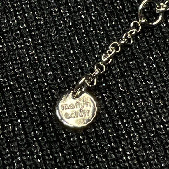 ~ Marlyn Schiff Pave Link Necklace 16-18" Silvertone / Cubic Zirconia - Picture 7 of 15